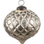 Clayre & Eef Kerstbal  12x12x12 cm Beige Glas Kerstdecoratie
