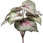 Begonia leaves bush 25 cm grey/pink kunstbloem zijde nepbloem