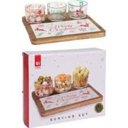 Serveerset van 4sts 3 glazen s kerstversiering
