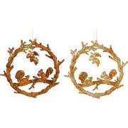 5.1 inch Wreath W/ Squirrel Orna X 2 5x5x10 cm kerstornament