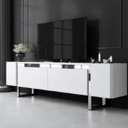 TV Meubel Wit Yildiz 180x50x30 - Zilver Frame