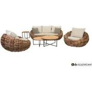 Apple Bee Cocoon - lounge Tuinset met Koffietafels Bouclé Cream