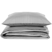 Dekbedovertrek Percal Katoen Grijs/Wit Gestreept 260x220cm  + 2/60x70c...