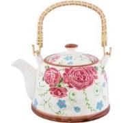 Clayre & Eef Theepot met Filter  700 ml Beige Roze Keramiek Rond Bloem...