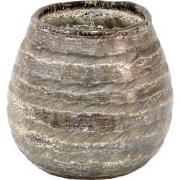 Clayre & Eef Theelichthouder  Ø 10x10 cm Grijs Glas Rond Waxinelichtho...