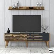 TV Meubel Set Valensiya Walnoot Antraciet Melamine 140x35x45 cm