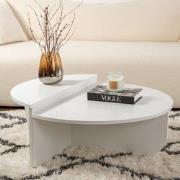 Ronde Salontafel Wit 85 cm Marmer look Melamine Orin