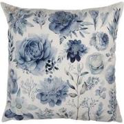 Clayre & Eef Kussenhoes 45x45 cm Wit Blauw Polyester Bloemen