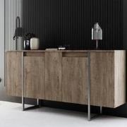 Modern Dressoir Walnoot Luxe 160x80x35 - Zilver Frame