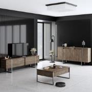 Meubelset Walnoot Luxe - Salontafel + TV Meubel + Dressoir - Zilver Fr...