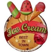 Clayre & Eef Wanddecoratie  38x45 cm Rood Groen Ijzer Ice Cream Muurde...