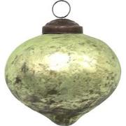 Clayre & Eef Kerstbal  Ø 7 cm Groen Glas Kerstdecoratie