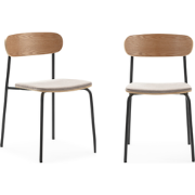 Set van 2 stoelen in stof met zwarte metalen poten L46 cm - ADRIANA