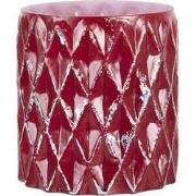 Clayre & Eef Theelichthouder  Ø 10x11 cm Rood Glas Rond Waxinelichthou...