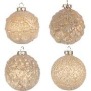 Clayre & Eef Kerstbal Set van 4  Ø 10 cm Geel Glas Kerstdecoratie