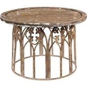 Clayre & Eef Bijzettafel  Ø 80x53 cm Beige Bruin Ijzer Hout Rond