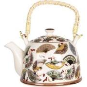 Clayre & Eef Theepot met Filter  800 ml Beige Blauw Porselein Rond Waa...