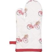 Clayre & Eef Kind Ovenwant  12x21 cm Rood Wit Katoen Fiets Ovenhandsch...
