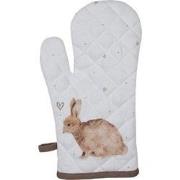 Clayre & Eef Ovenwant  18x30 cm Wit Bruin Katoen Konijn