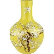 Fine Asianliving Chinese Vaas Geel Bloesems Handgemaakt D41xH57cm