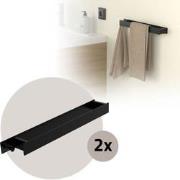 Set van 2 handdoekhouders om te lijmen zonder boren met haken 42 cm zw...