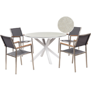 Beliani MALETTO/GROSSETO - Tuintafelset-Grijs-Aluminium, Polyester