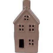 Clayre & Eef Decoratie Huis met LED 8x6x15 cm Bruin Keramiek