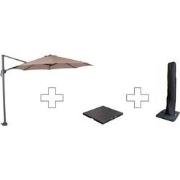 Zweefparasol Hawaii S - met voet en hoes -Taupe - 300 cm