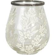 Clayre & Eef Theelichthouder  Ø 12x13 cm Glas Metaal Bloemen Waxinelic...