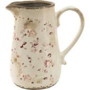 Clayre & Eef Decoratie Kan  1150 ml Roze Beige Keramiek Bloemen Waterk...