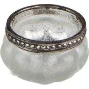 Clayre & Eef Theelichthouder  Ø 5x3 cm Wit Glas Metaal Waxinelichthoud...