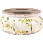 Clayre & Eef Bloempot  Ø 23x10 cm Geel Keramiek Citroen Bloempot binne...