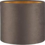 Fluweel - Velvet Lampenkap - Cilinder - Grey + goud - Luxe stijl - ø20...