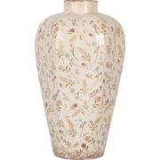 Clayre & Eef Vaas Ø 24x40 cm Beige Keramiek Bloemen