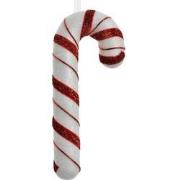 Clayre & Eef Kersthanger Zuurstok 20 cm Wit Rood Kunststof