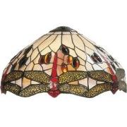 LumiLamp Lampenkap Tiffany  Ø 31x17 cm Beige Rood Glas Libelle Glazen ...