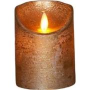 Batterijverlichting kaars wax rustiek met bewegende vlam goud 10 cm