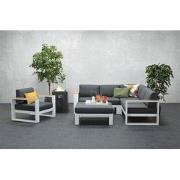 Cube lounge fauteuil mat wit/ reflex bl/ teak look