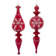 Ornament rood wit plastic h8 cm