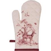 Clayre & Eef Ovenwant  18x30 cm Wit Roze Katoen Rendier Ovenhandschoen