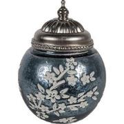 Clayre & Eef LED Lantaarn Ø 11x15 cm Blauw Glas
