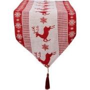 Clayre & Eef Tafelloper Kerst 33x180 cm Rood Polyester