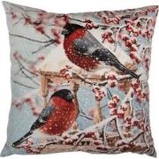 Clayre & Eef Kussenhoes 45x45 cm Blauw Polyester Vogels