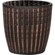 Clayre & Eef Theelichthouder  Ø 9x9 cm Zwart Glas Rond Waxinelichthoud...