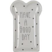 Clayre & Eef Ontbijtbord  10x17 cm Wit Keramiek Have a good day Bord