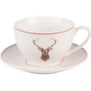 Clayre & Eef Kop en schotel  200 ml Beige Porselein Hert Servies