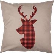 Clayre & Eef Kussenhoes  45x45 cm Rood Bruin Polyester Hert Sierkussen...