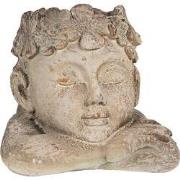 Clayre & Eef Bloempot Hoofd 20x20x19 cm Grijs Beige Keramisch materiaa...