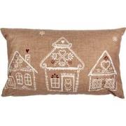 Clayre & Eef Kussenhoes 30x50 cm Bruin Polyester Gingerbread house Sie...