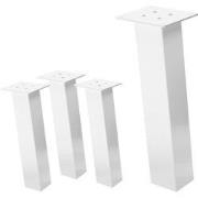Set van 4 tafelpoten schuin H:42 cm wit glanzend gemaakt van staal hoe...